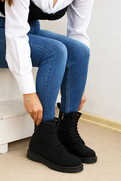 ShoeTek Arianna Women's Boots Zippered Black Matte Leather