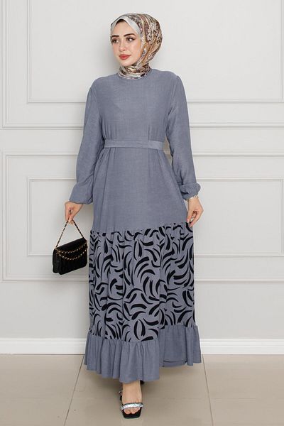 Sevitli Gray Patterned Karin Dress