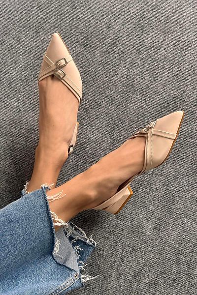 STRASWANS Claret Women's Heeled Leather Shoes Beige