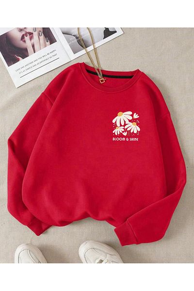 FAVORİST Bloom & Shine Printed Crew Neck Oversize Sweatshirt (Wide Mold)
