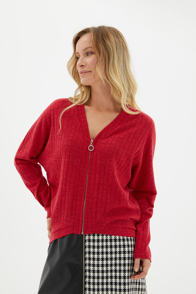 BeFee Kadın Fermuarlı Triko Bluz