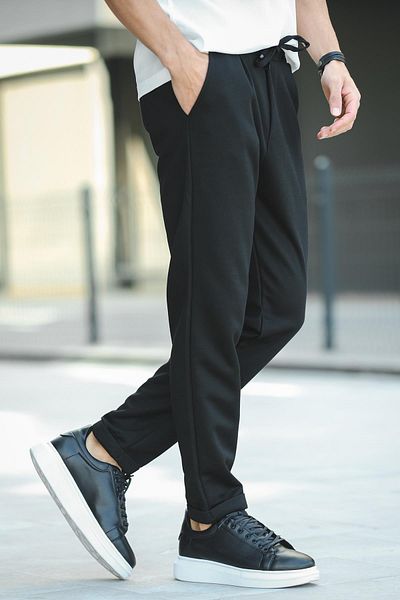 Oksit Carlino Men's Elastic Waist Double Leg Pique Fabric Men's Jogger Pants