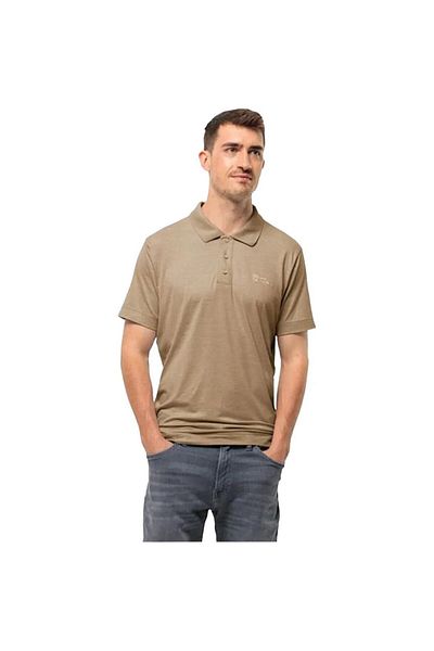Jack Wolfskin Ανδρικό μπλουζάκι Polo σε μπεζ χρώμα - Travel M
