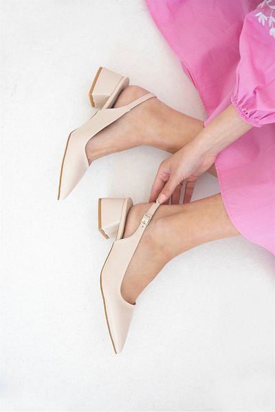 STRASWANS Hanna Women's Heeled Leather Shoes Beige