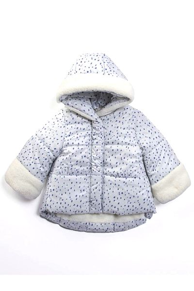 MDM Inflatable Jacket for Baby Girl - Special Cool, Fur Detail, Dotted, Zippered, Fleece and Hooded
