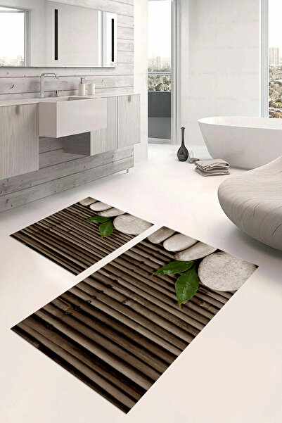 Napoli Home Set de covoraș de baie cu model de piatră, imprimat digital, lava...