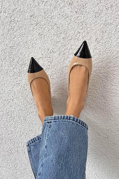 STRASWANS Wanda Women's Heeled Patent Leather Shoes Tan-Black