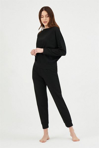 Eros 29700 Black Knitwear Fabric Boat Neck Women's Tracksuit Set