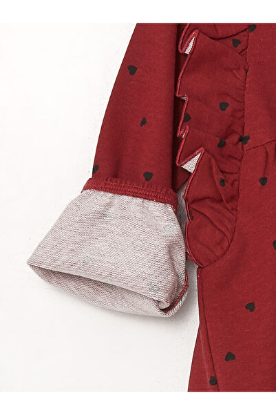 LC Waikiki LCW Bisiklet Yaka Uzun Kollu Baskılı Kız Bebek Elbise