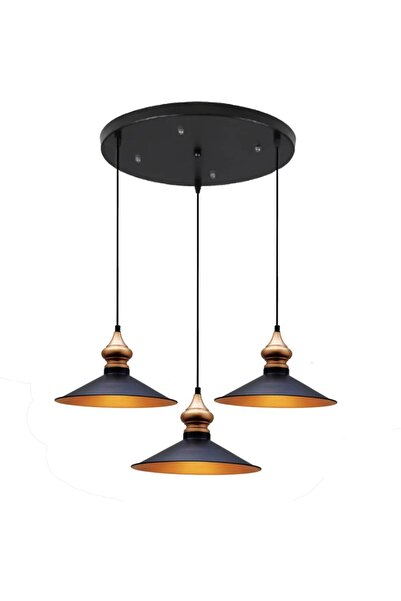 Bamyum Üçlü Salon Circle Siyah Sarkıt Lamba Yemek Masası Oturma Odası Mutfak Salon Otel Showroom