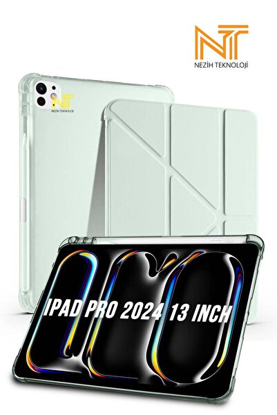 Nezih Case iPad Pro 2024 /2025 13 Inch Uyumlu Tri Folding Kalem Bölmeli Uyku ...