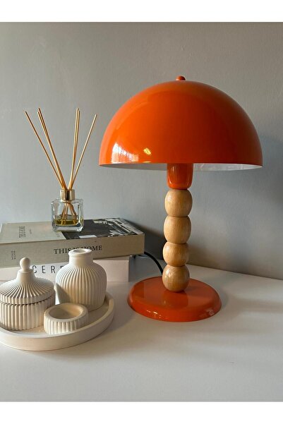 Bamyum Turuncu Mantar Masa Lambası Dekoratif Abajur Çocuk Odası Başucu Lambas...