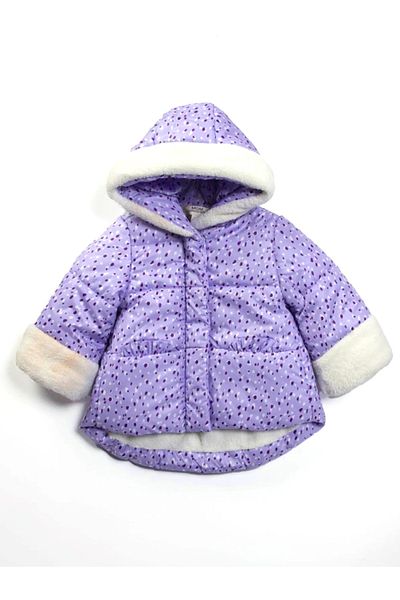 MDM Inflatable Jacket for Baby Girl - Special Cool, Fur Detail, Dotted, Zippered, Fleece and Hooded