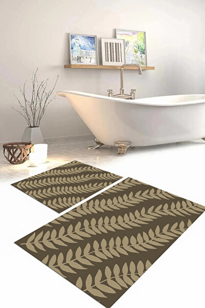 Napoli Home Set de covoraș de baie cu model de frunze, lavabil, imprimat digi...