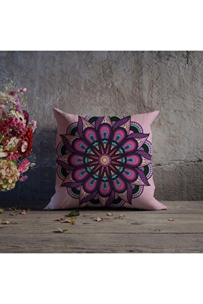 Lia Store غطاء وسادة مزخرف مزدوج الجوانب بنمط ماندالا