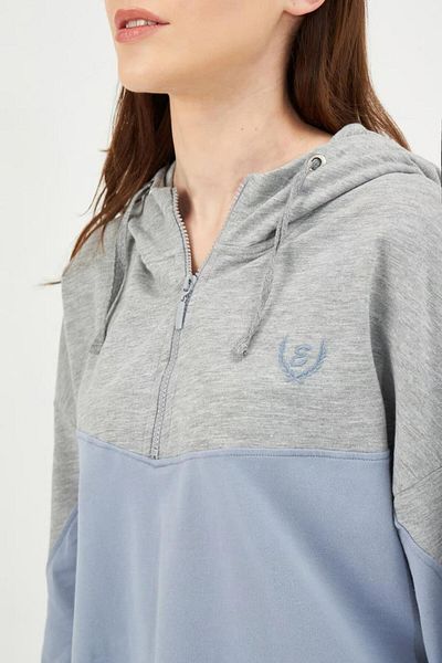 Eros 29740 Gray Cotton Half Zipper Women's Tracksuit Set