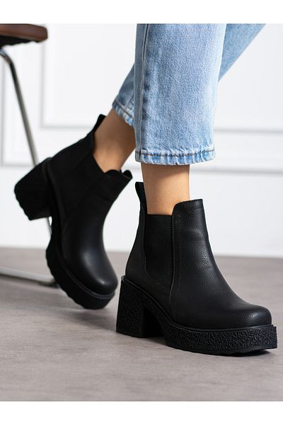Alemdar Shoes SİNCE Μαύρες ματ γυναικείες μπότες με τακούνι