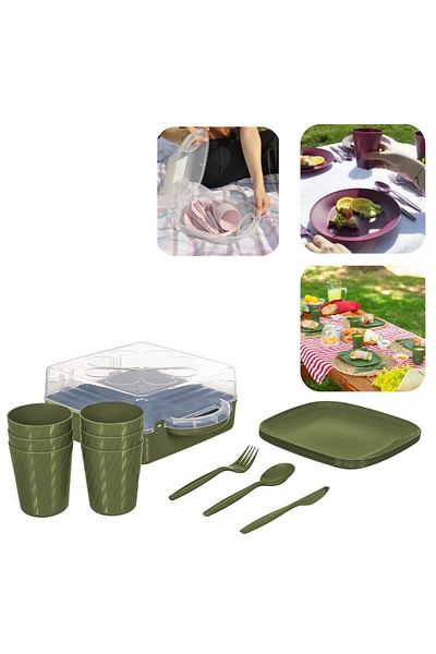 Piev Urve Camping Travel Service Picnic Set for 6 Persons Green