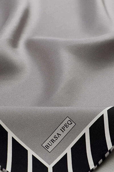 Bursa İpek Μεταξωτό μαντήλι με μοτίβο σκούρο γκρι γραμμή