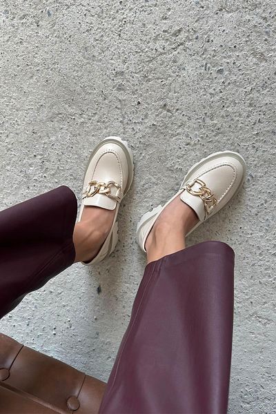 STRASWANS Sımmı Pantofi mocasin din piele naturală pentru femei, în interior și în exterior, bej