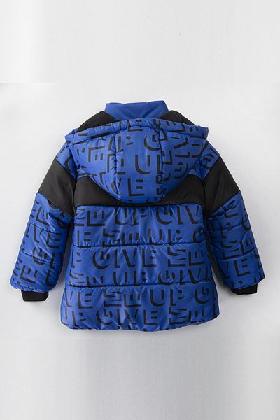 MDM New Series Baby Boy Coat - Letter Pattern, Zippered, Fleece Lined, Hooded, Plush Inflatable
