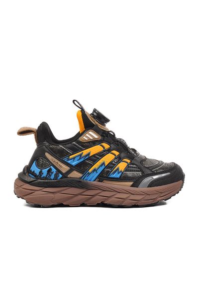 pepino 1843-F Pantofi unisex pentru copii, negru-galben, cu șireturi