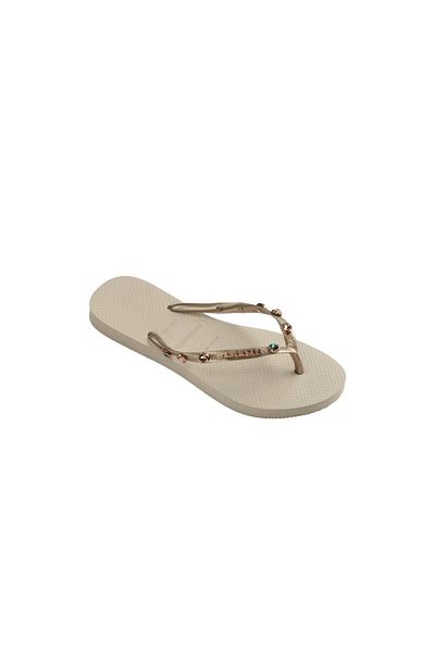 Havaianas Bege Slim Luxury Γυναικείες Παντόφλες - Χρυσές