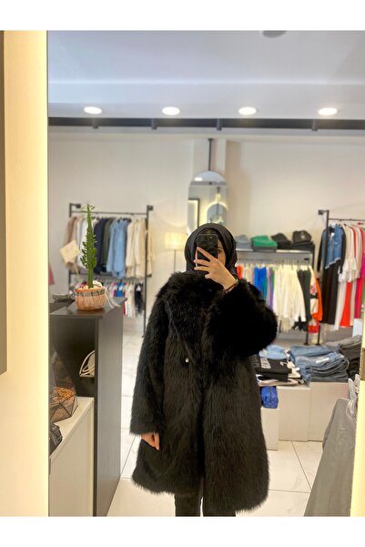 Aynaz Μακρύ παλτό Πελούς - με κουκούλα