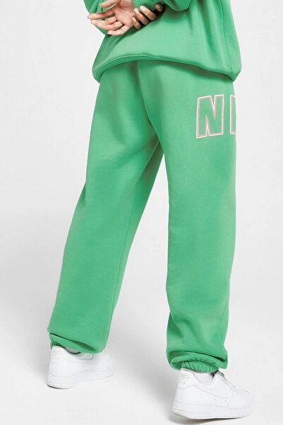 Nike Phoenix Fleece High Waisted Loose Fit Sweatpant Oversize Eşofman Altı Yeşil