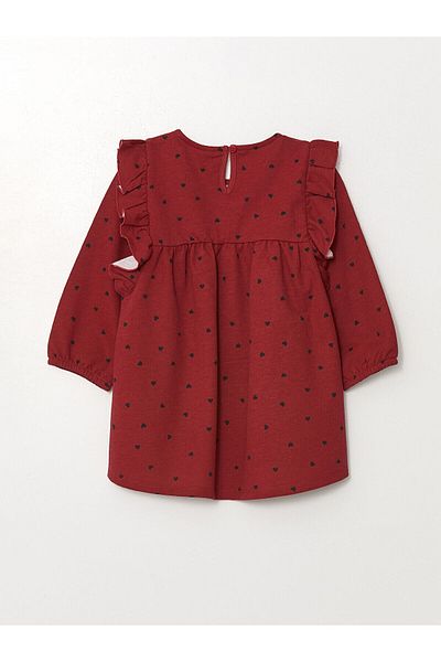 LC Waikiki Lcw - Crew Neck Long Sleeve Printed Baby Girl Dress