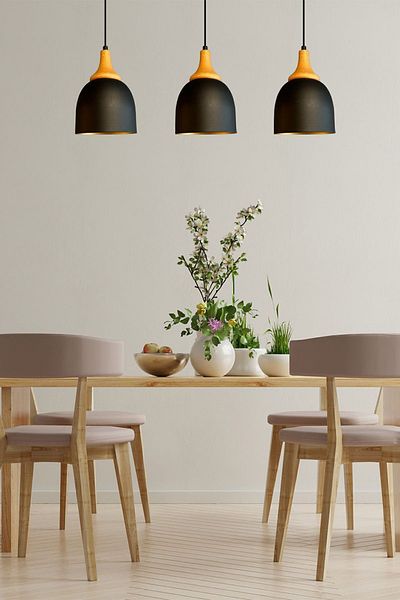 Bamyum Black Lamp Lighting - Single Chandelier Pendant Lamp, Living Room Kitchen Boutique - Inverted Mushroom Headboard
