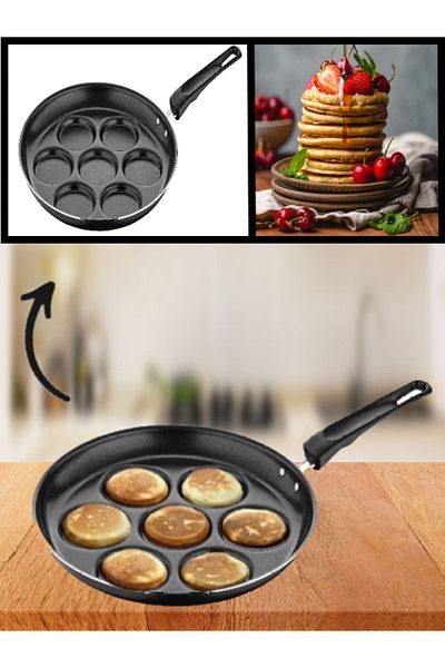 Bayev Pancake Pan - Breakfast Pancake Pan with 7 Compartments Detachable Ergonomic Handle