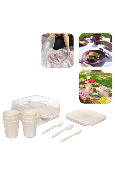 Piev Urve Camping Travel Service Picnic Set for 6 Persons Cream