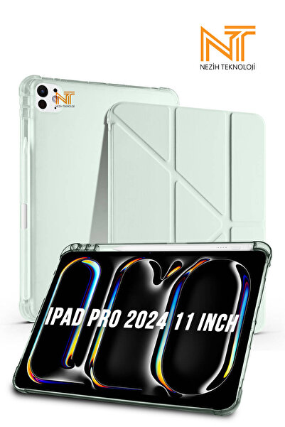 Nezih Case Apple iPad Pro 11 2024 Kalem Bölümlü Standlı Uyku Modlu Akıllı Kılıf