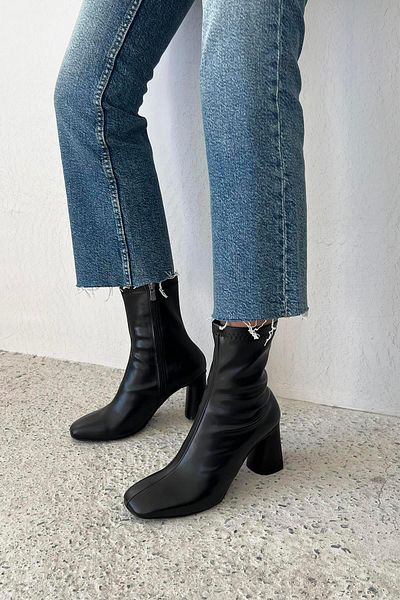 STRASWANS Beck Women's Blunt Stretch Leather Boots Black