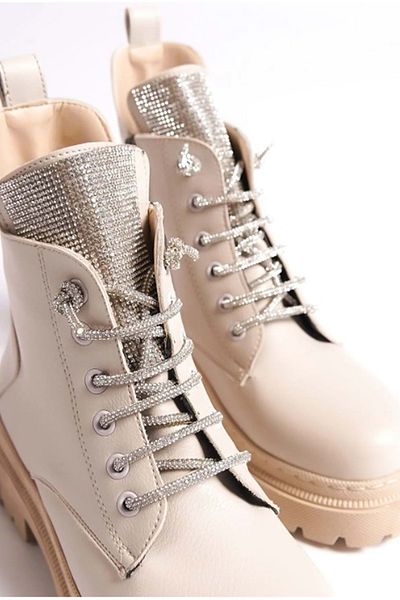 Kids Club Shoes Feles Stone Lace Λεπτομερείς Μπότες Γυναικείες Μπότες ΜΠΕΖ