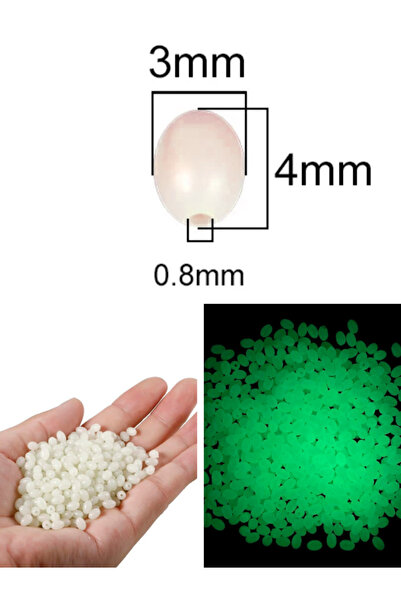 eagenset Fosforlu Glow Beyaz 3x4mm Silikon Yumuşak Boncuk Olta Takımı, Çapari, Jig Yapım Malzemesi 50 Adet