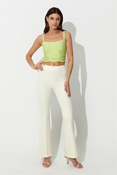 SHERIN Green Gathered Square Collar Knitwear Undershirt