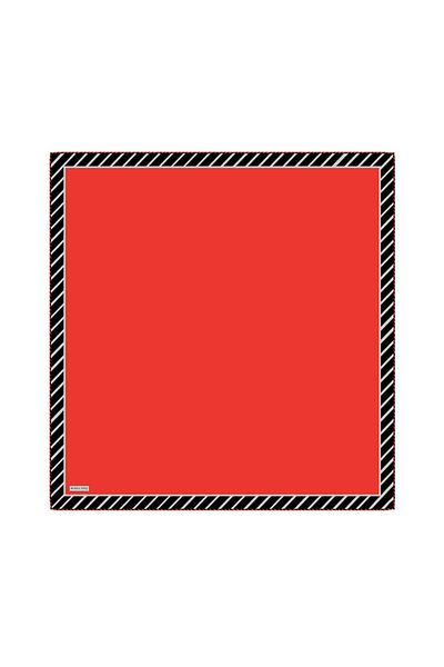 Bursa İpek Red Line Pattern Twill Silk Scarf