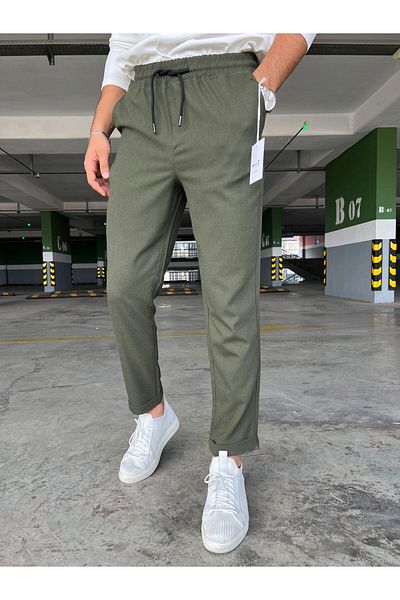 hello7 Light Gray Men's Jogger Trousers - Elastic Waist, Lace-Up, Double Leg