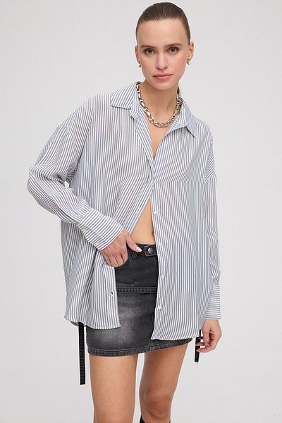 VATKALI Πουκάμισο ημι see through ριγέ