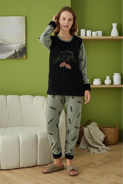 PİJAMOOD Pijamood 6016 Smoke Women's Fleece Pajama Set