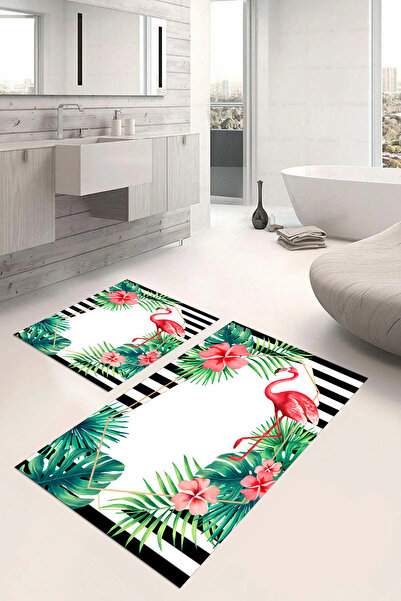 Napoli Home Σετ τουαλέτας με ψηφιακή εκτύπωση, πλενόμενο, πολύχρωμο μοτίβο φλ...