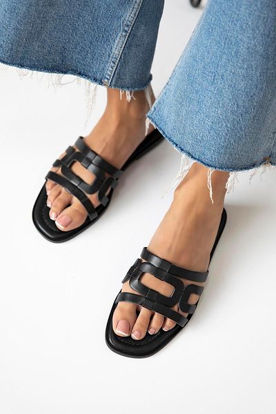 STRASWANS Papuci casual din piele neagră - Baye Women