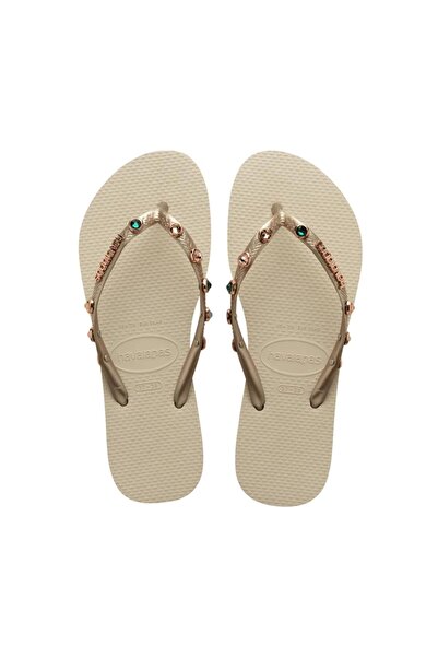 Havaianas Bege Slim Luxury Women's Slippers - Gold