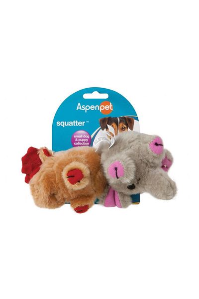 Petmate Zoobilee Squatters - 2-Piece Plush Dog Toy, Deer Elephant