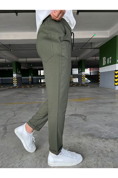hello7 Light Gray Men's Jogger Trousers - Elastic Waist, Lace-Up, Double Leg
