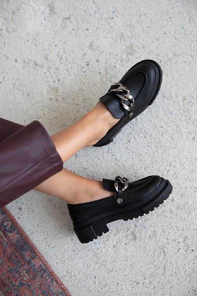 STRASWANS Rens Women's Thick Sole Leather Loafer Shoes Black
