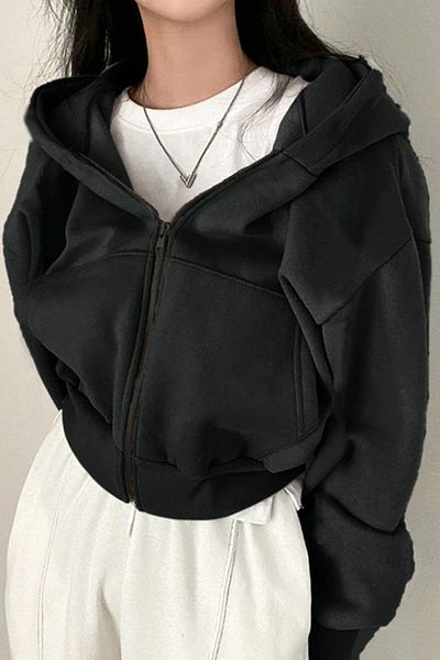 Gofeel Μαύρο εποχιακό Crop-Top με φερμουάρ