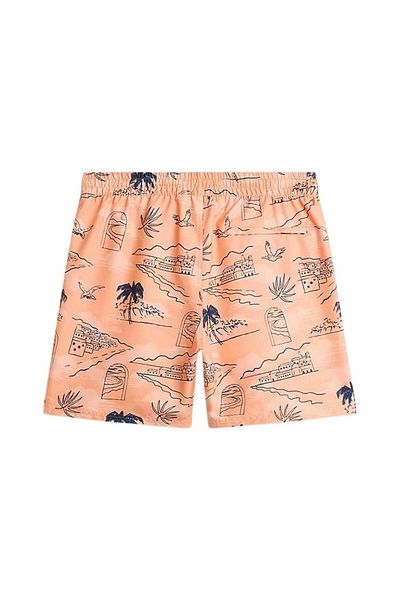 Vans Pantaloni scurți de baie portocalii pentru bărbați - elastic cu imprimeu primar
